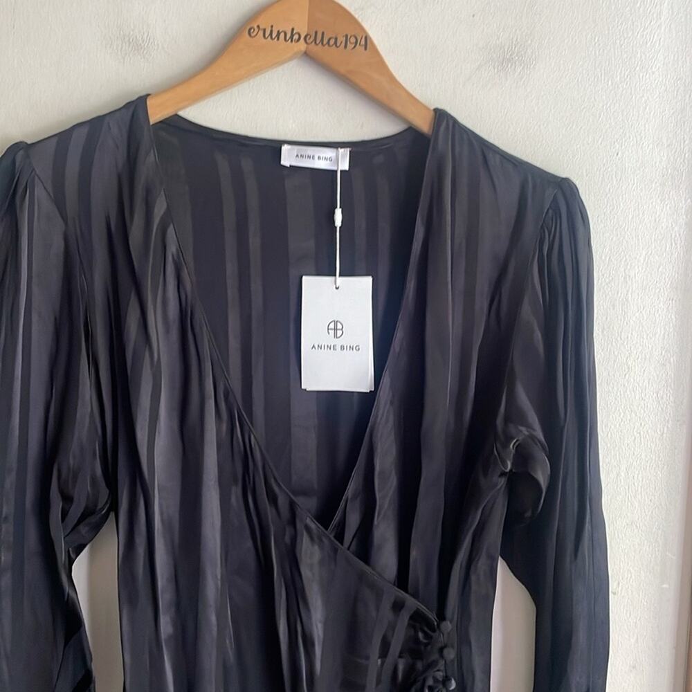 Anine Bing Penelope Dress Black Tonal Stripe - Picture 3 of 16